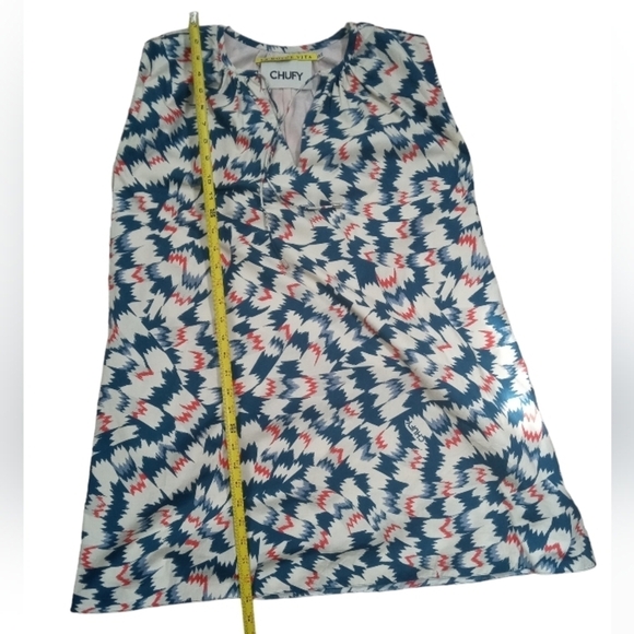 Chufy La Dolce Vita Mara Organic Cotton Multi Color Tie Neck Mini Dress … - Picture 8 of 9